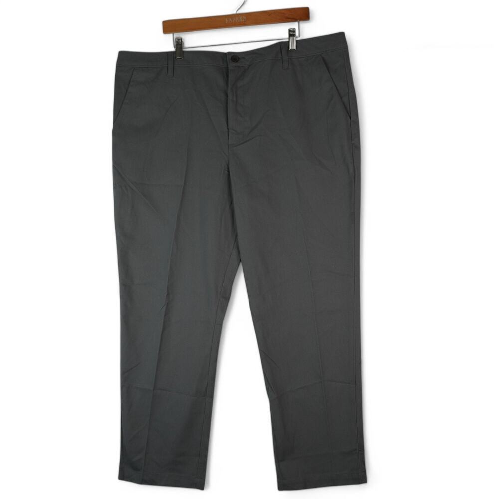 Magellan Outdoors Chino Pants Mens 42X30 Dark Gray Flat Front Heritage New